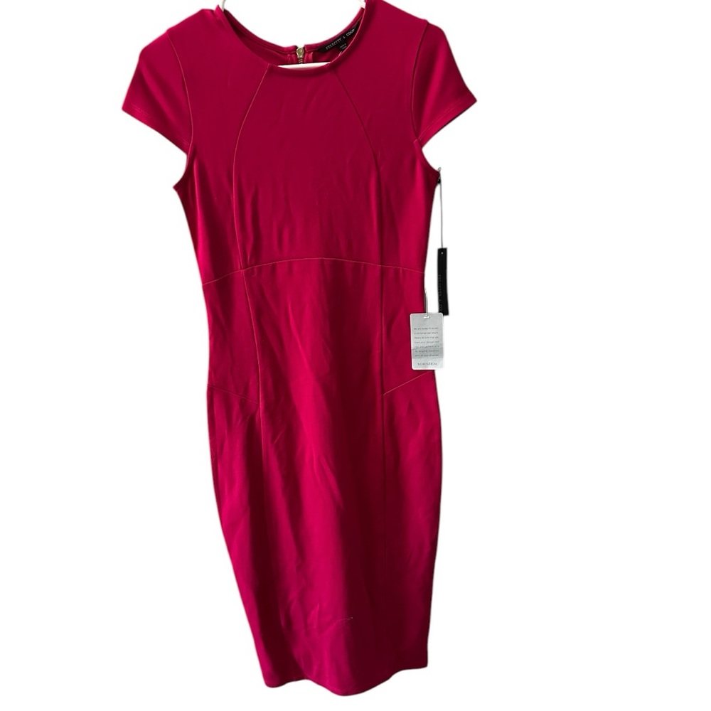 Felicity & CoCo Cerise BodyCon Figure Hugging Dress with Cap Sleeves, SZ Small